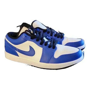 Nike Air Jordan 1 Low White/Hyper Royal- Black Mens Size 8